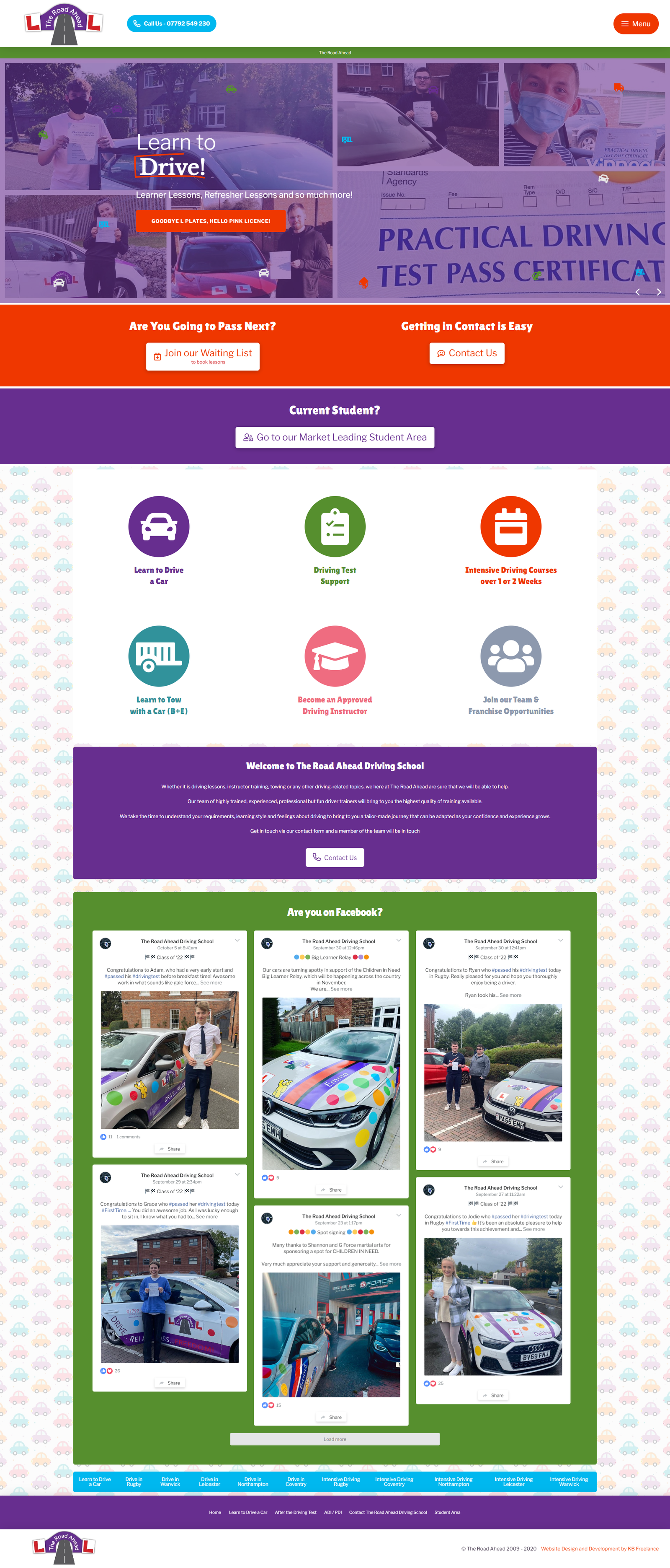 A website design for a physical driving school.